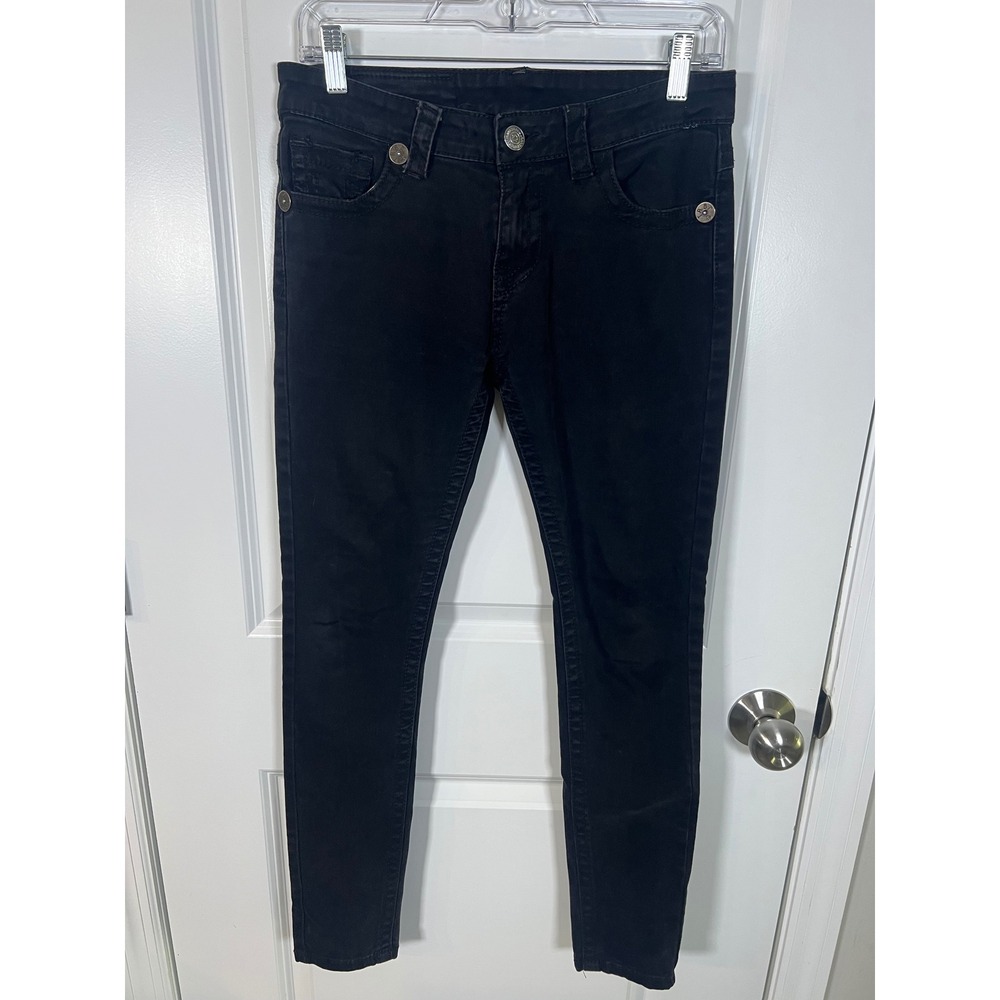 True Religion Womens Skinny Jeans Horseshoe Logo Black Size 31